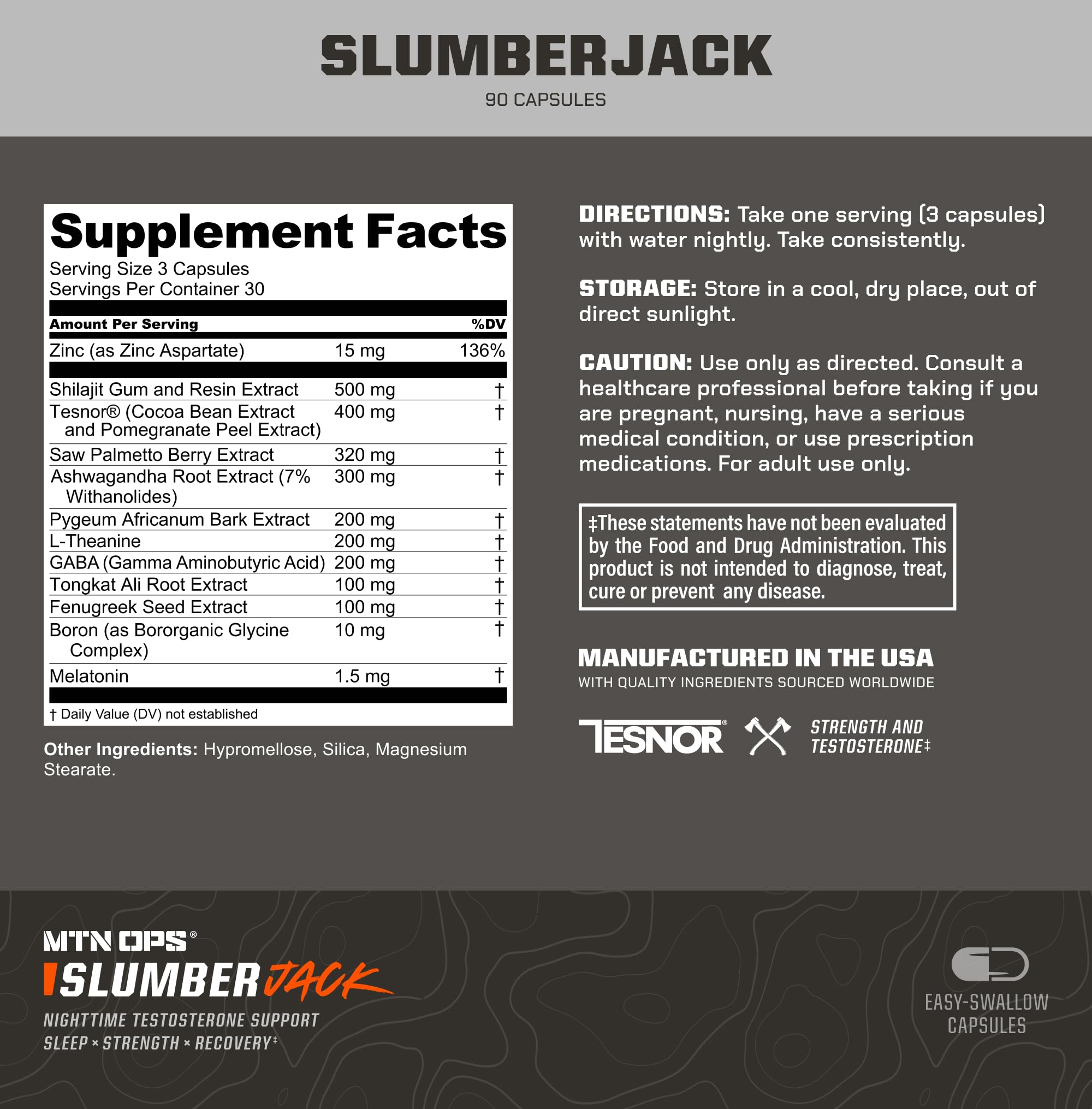 MTN OPS Slumber Jack capsules visibles, promettant une récupération nocturne