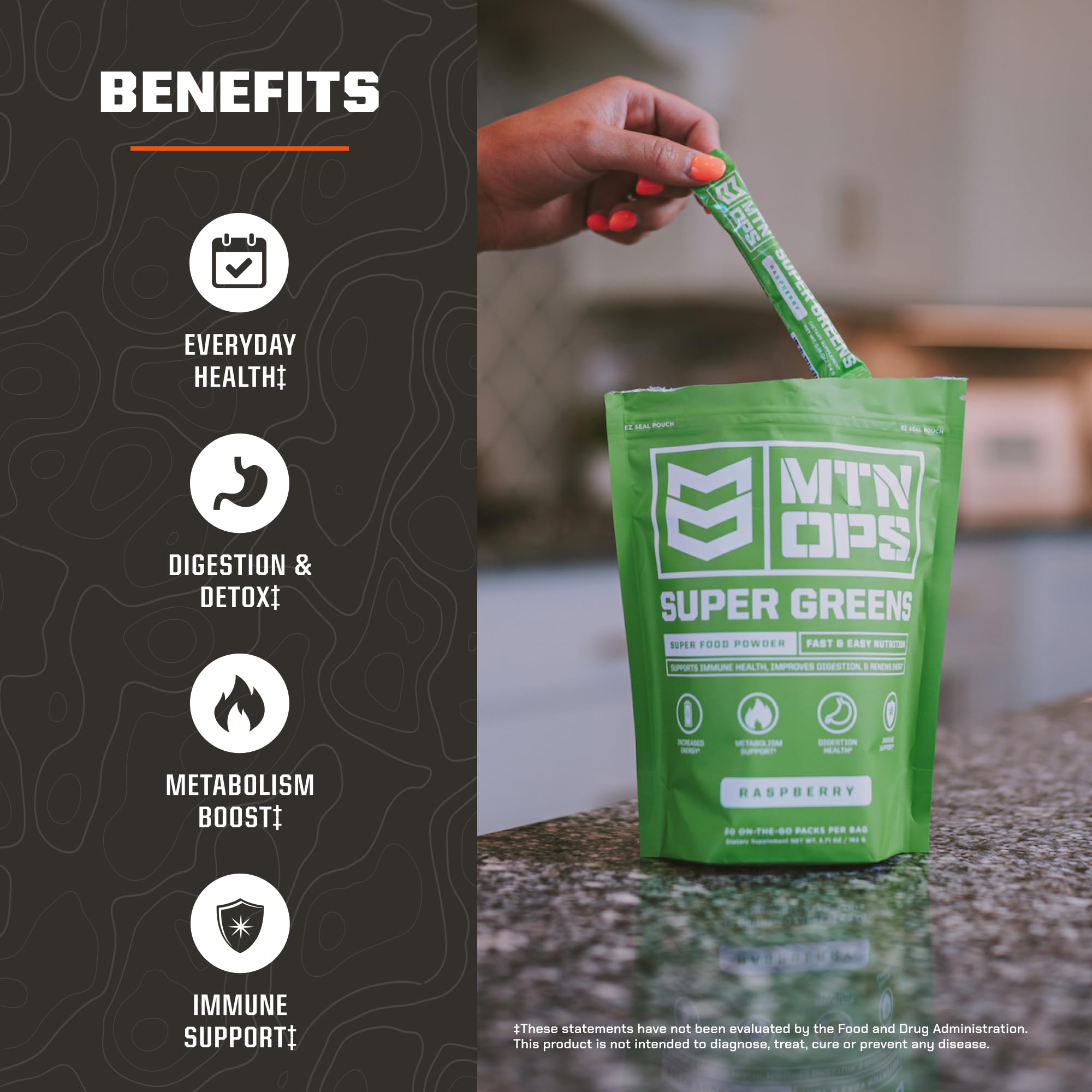 MTN OPS Super Greens : arôme framboise frais et appétissant.
