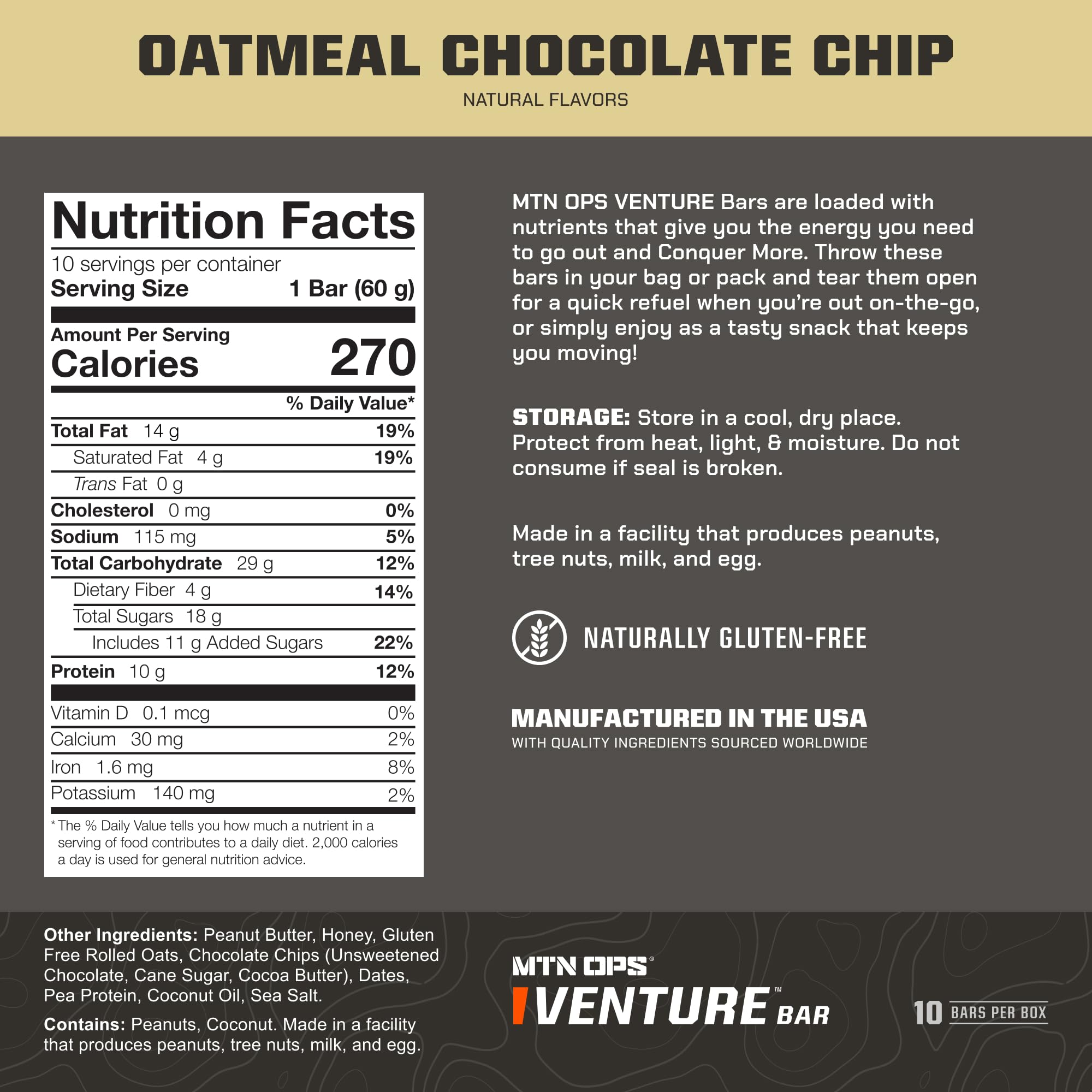 MTN OPS Venture Bar barre protéinée avoine chocolat avec 10 g protéines