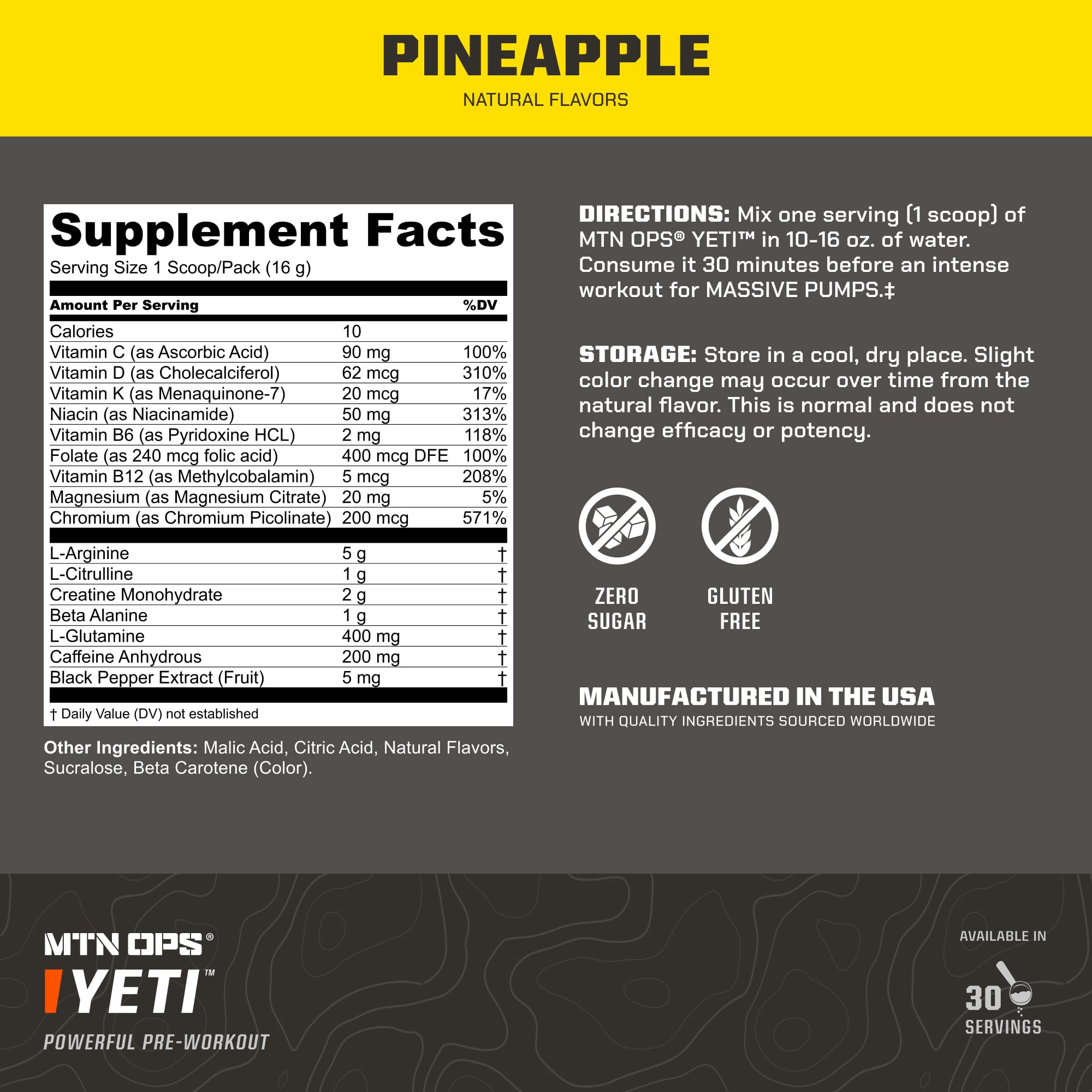 MTN OPS YETI-poudre-creatine-BCAA, soutien potentiel à l'endurance.