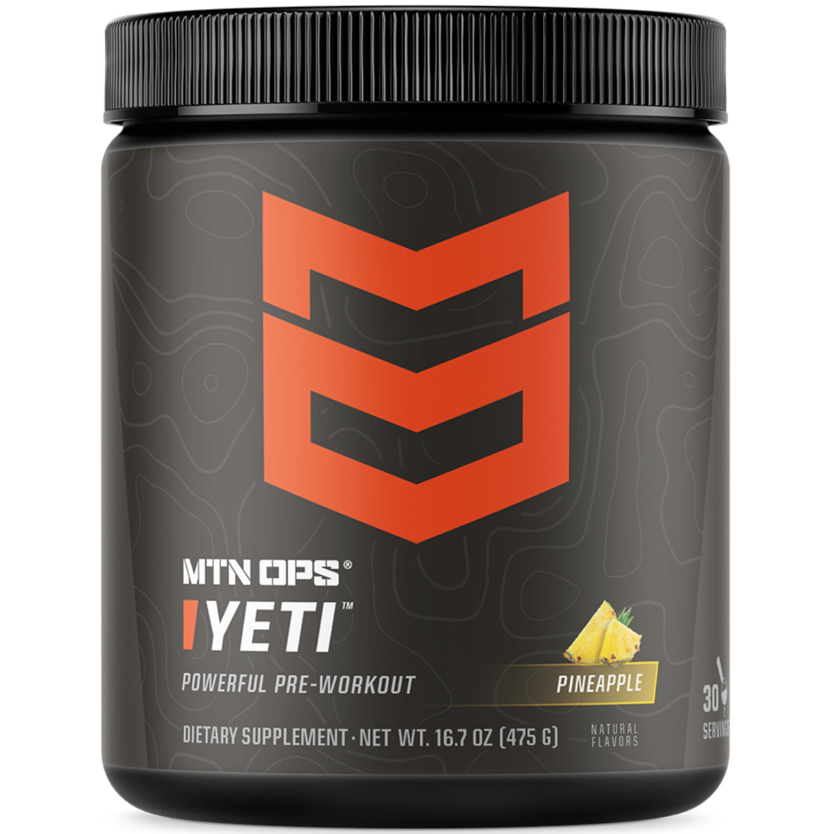 MTN OPS YETI pré-entraînement en poudre, saveur Ananas, énergie durable avant l'effort.