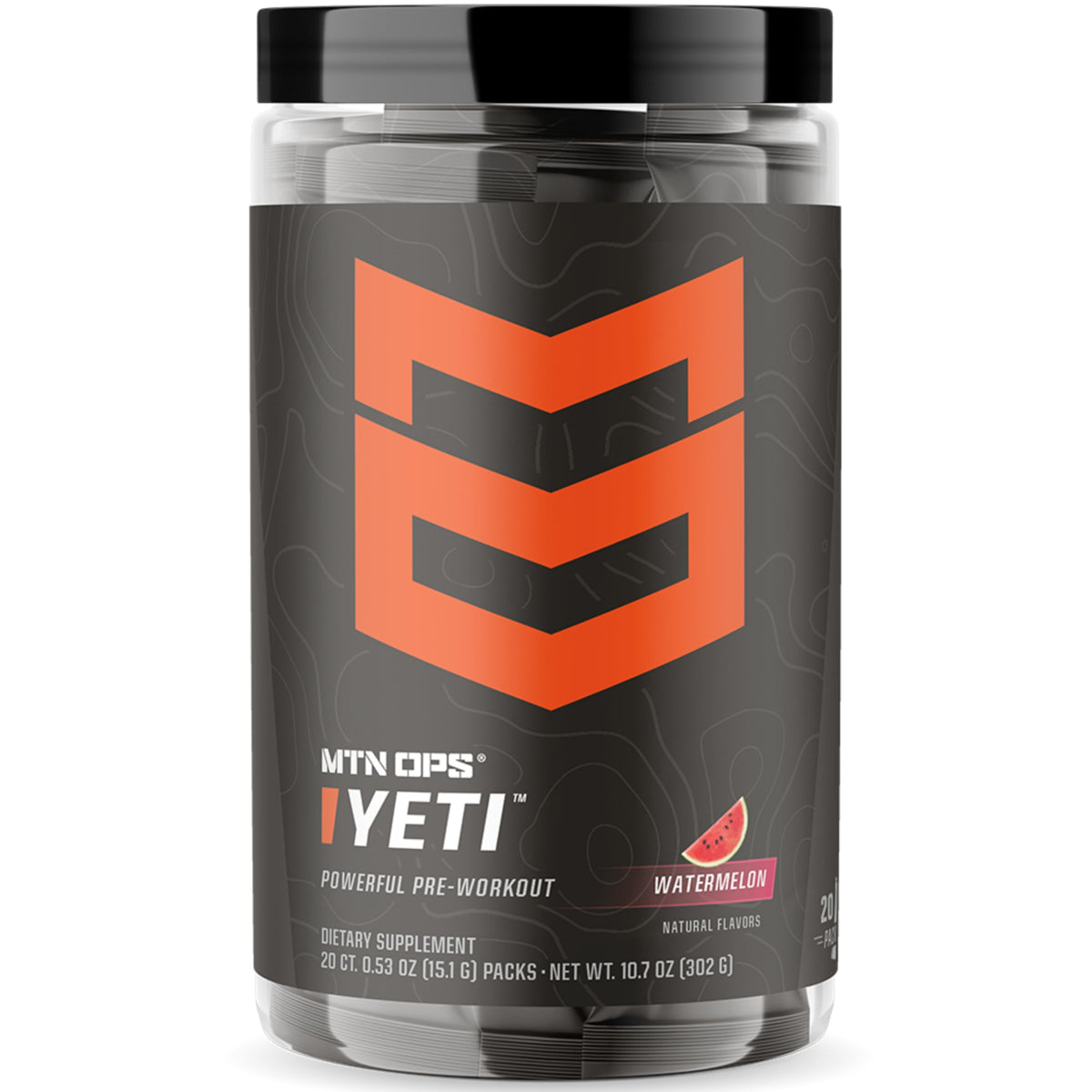MTN OPS YETI Trail Packs, emballage montrant l'énergie durable pendant l'entraînement.