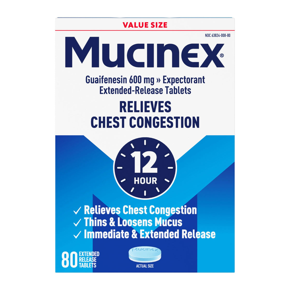 Mucinex 12h comprimé bi couche montrant libération prolongée potentielle