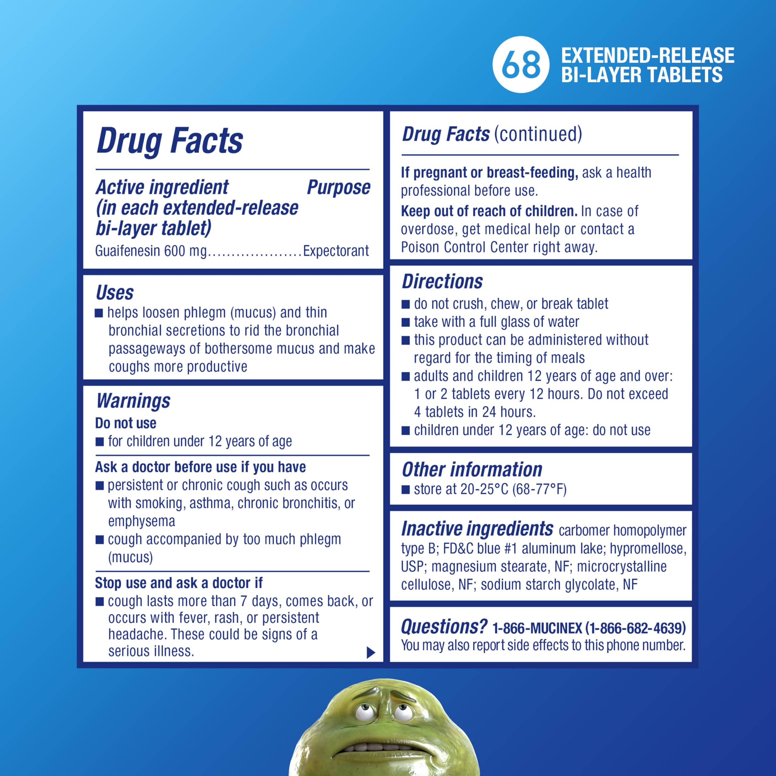 Tablettes Mucinex 600 mg guaifenesin, action rapide et durable