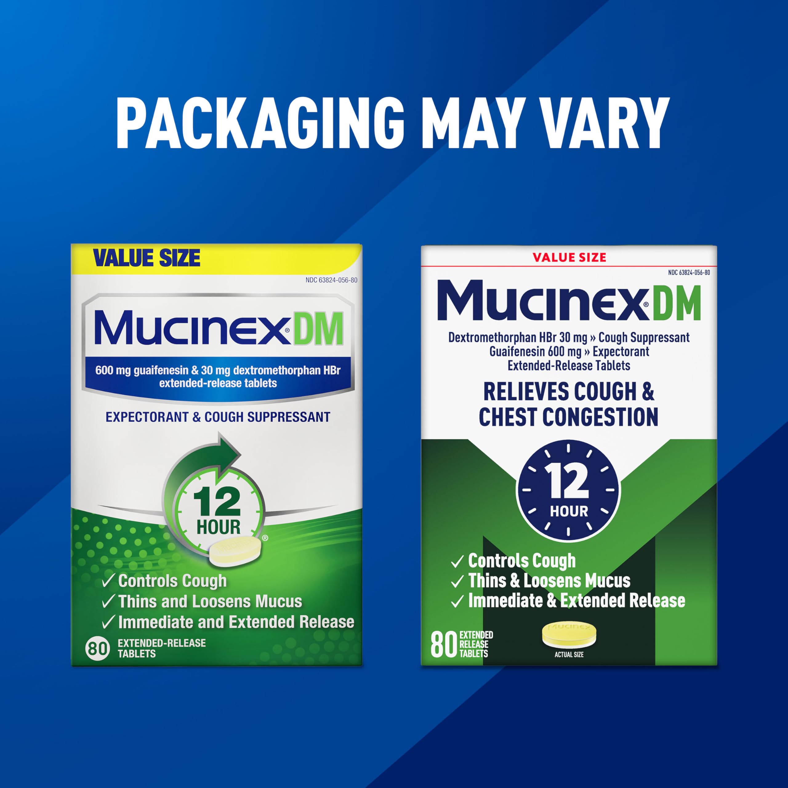 Mucinex DM 12h – libération prolongée pour une couverture longue durée.