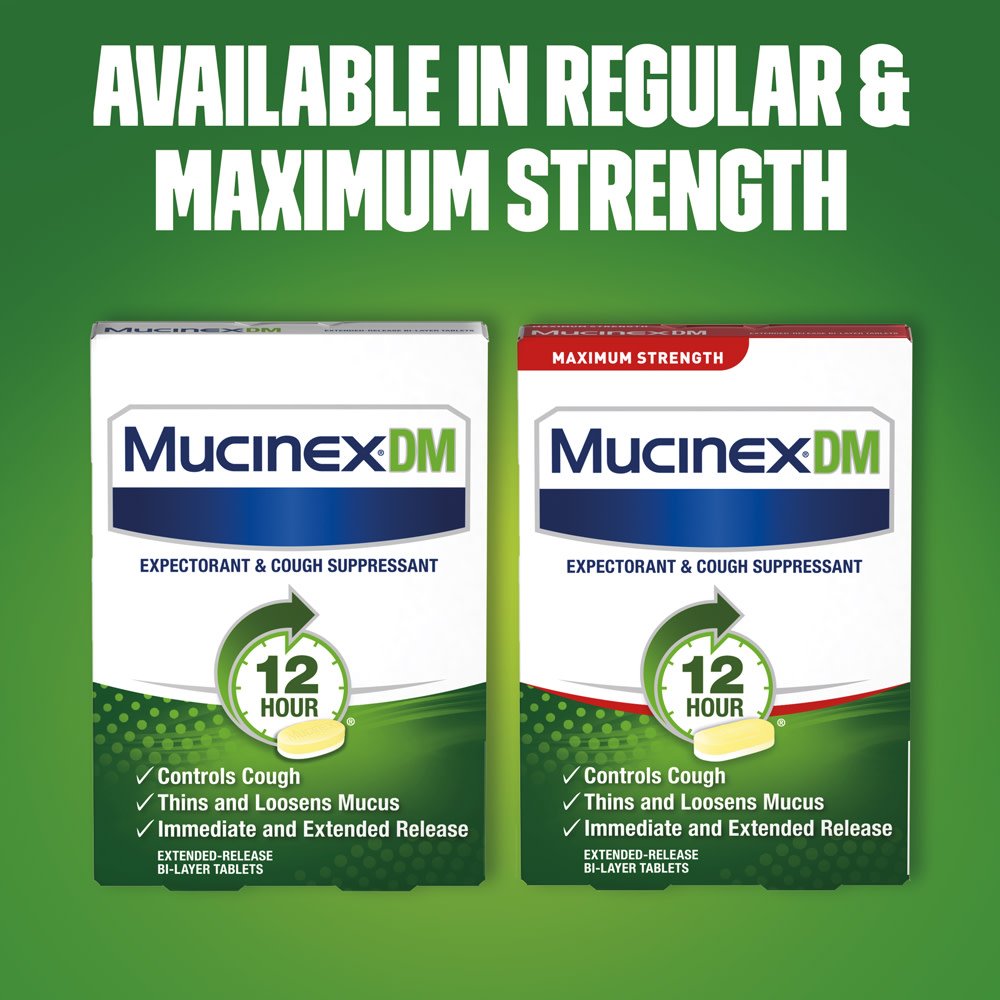 Emballage Mucinex DM 12h prêt à l’emploi.