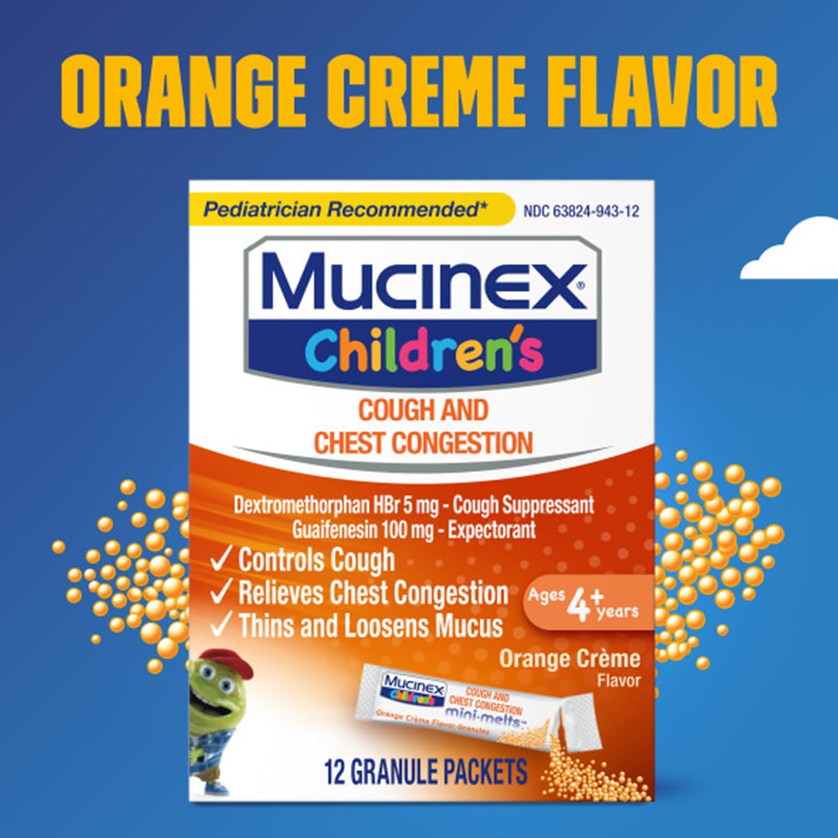 Goût orange crème des Mini-Melts rend l'administration plus agréable.