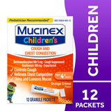 Sachet ouvert Mucinex Enfants Mini-Melts prêt à être utilisé rapidement.