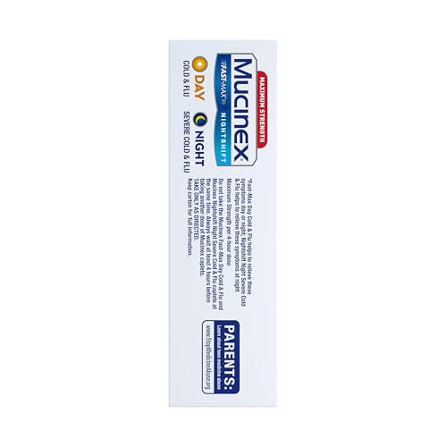 Bouteille Jour Mucinex Fast-Max posée sur planche, relief des symptômes au quotidien.