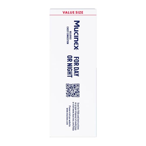 Etiquetage clair du dosage Mucinex sur l’emballage.