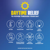 Mucinex Fast-Max Day – gélules liquides visibles dans la bouteille