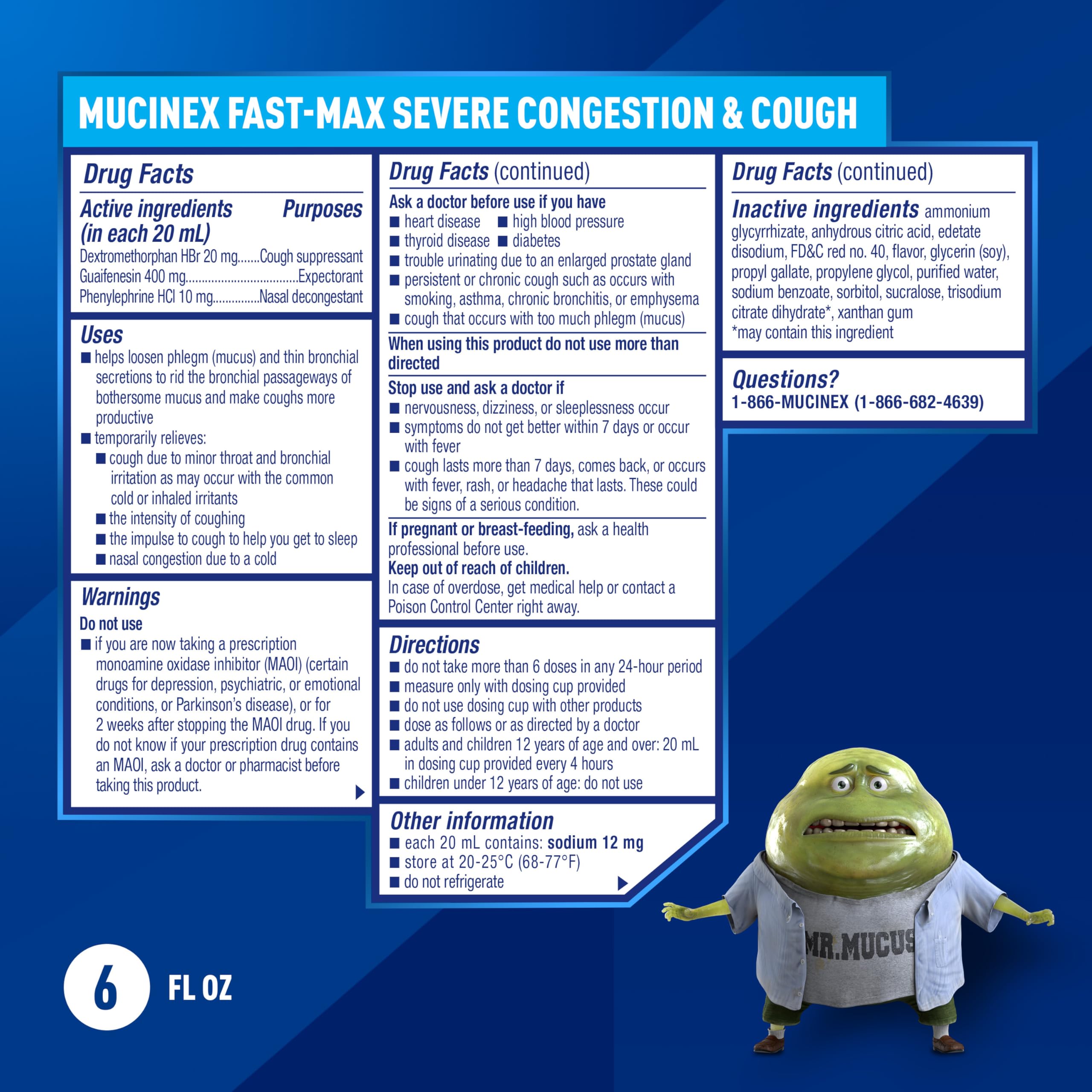 Mucinex Fast-Max: décongestion nasale liquide, facilitant la respiration.