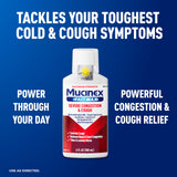 Mucinex Fast-Max: flacon liquide pratique contre toux et congestion pour adultes.