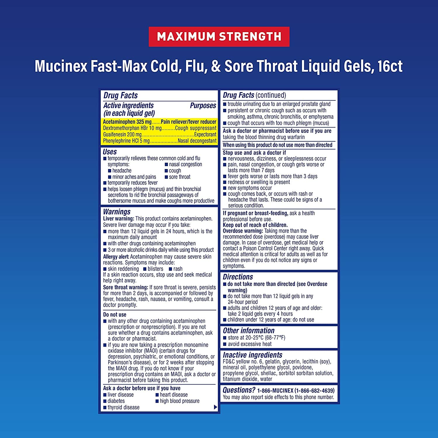Mucinex Fast-Max Max Strength: bouteille liquide, dosage facilité.