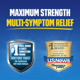 Gélules liquides Mucinex Fast-Max Max Strength en gros plan, utilisation rapide.