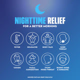 Mucinex Fast-Max Night – gélules liquides visibles dans la bouteille