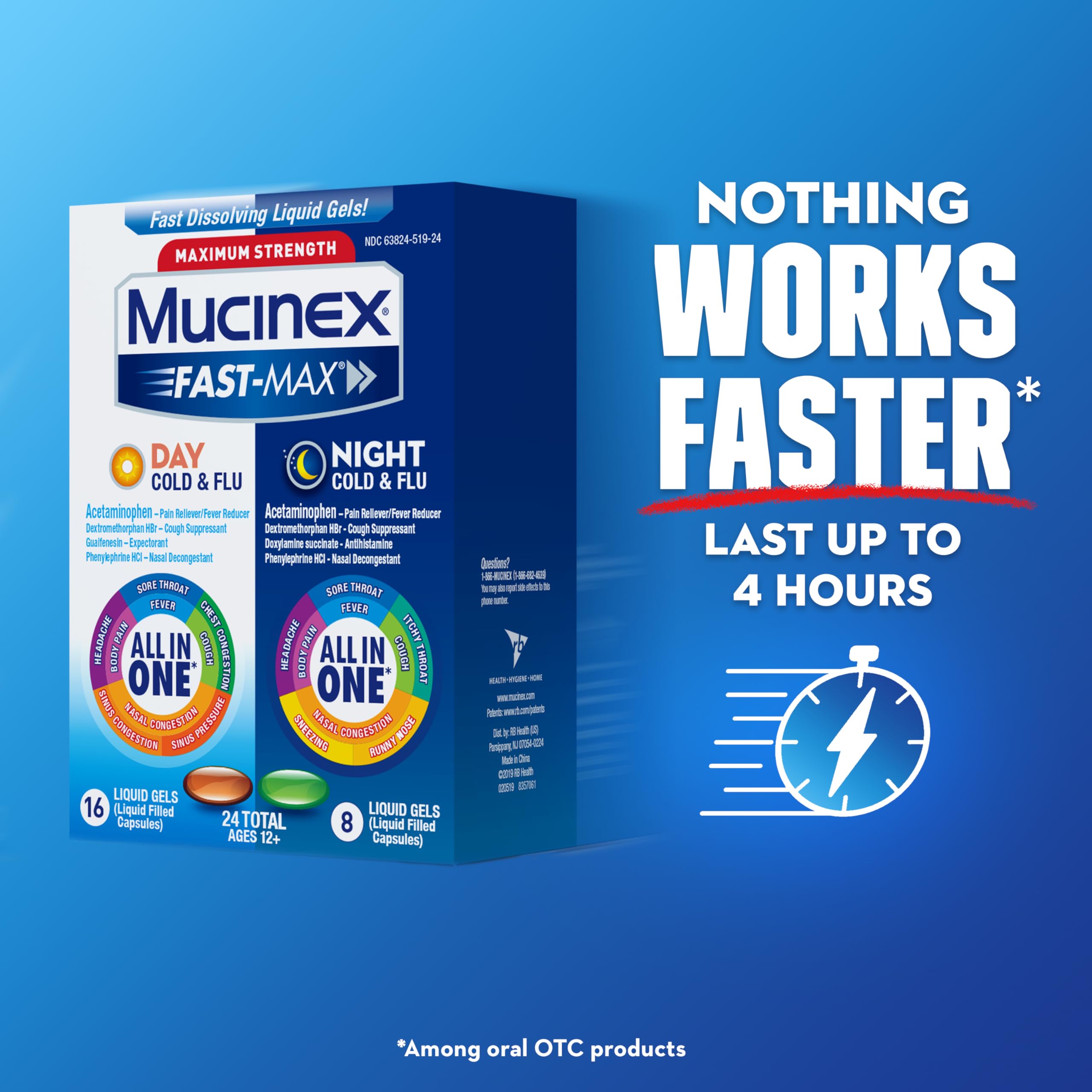 Mucinex Fast-Max Night – emballage nocturne, réduction potentielle des congestions nasales