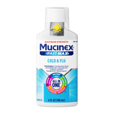 Mucinex Fast-Max Rhume et Grippe – bouteille montrée pour soulager toux et congestion.