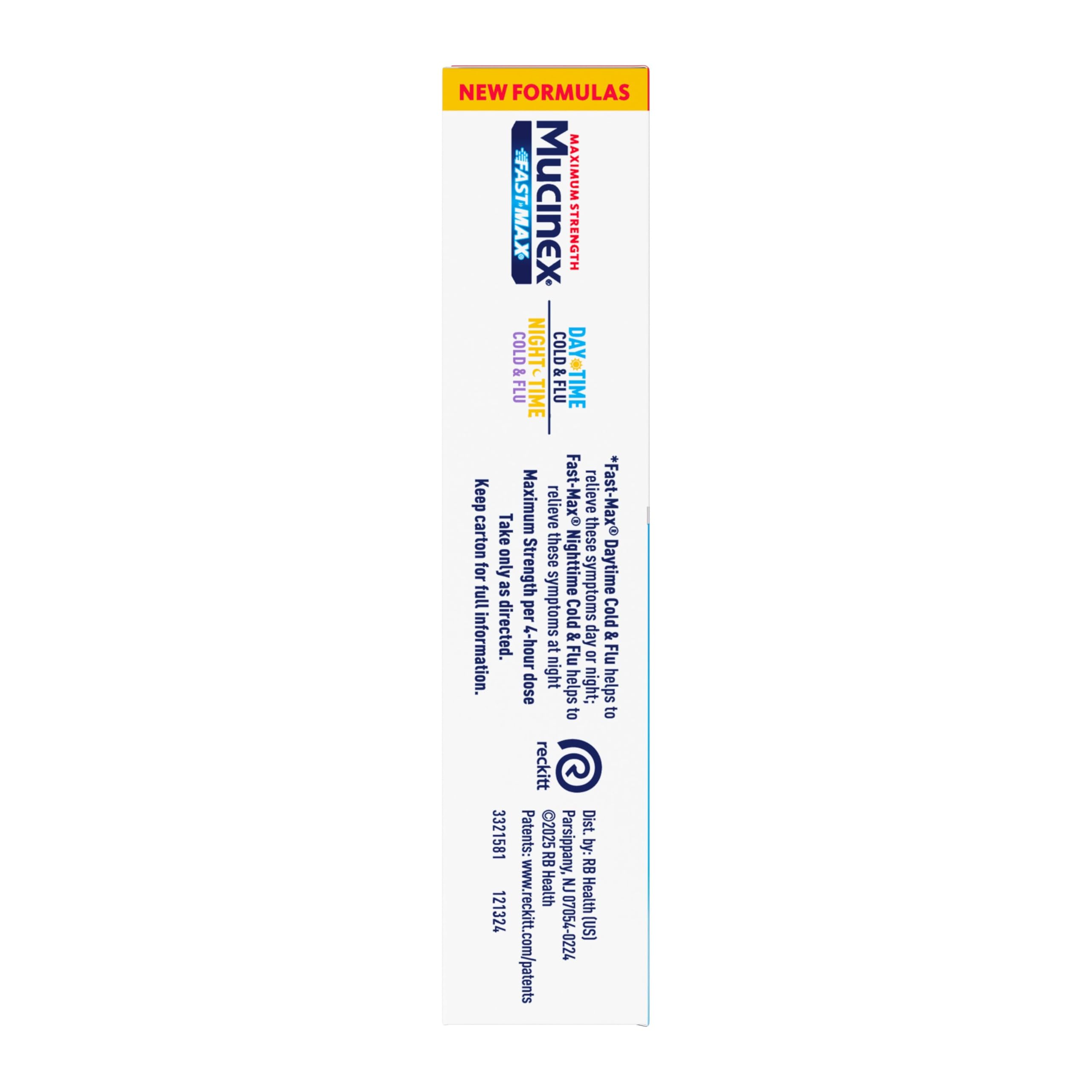 Mucinex Fast-Max nuit: antihistaminique et soulagement des symptômes nocturnes.