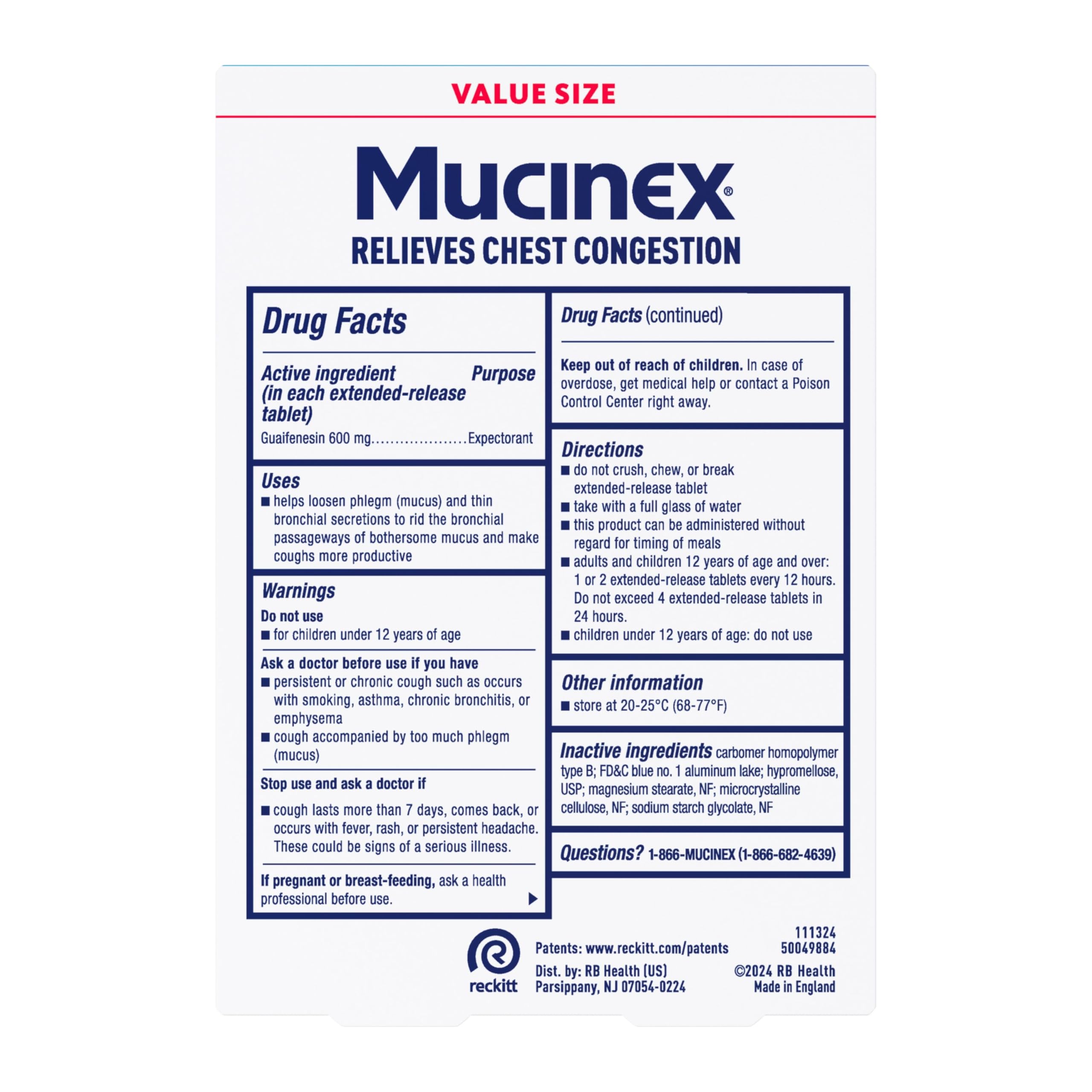 Mucinex: schéma de libération rapide et prolongée
