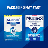 Logo Mucinex et signets de bénéfices sur l'emballage