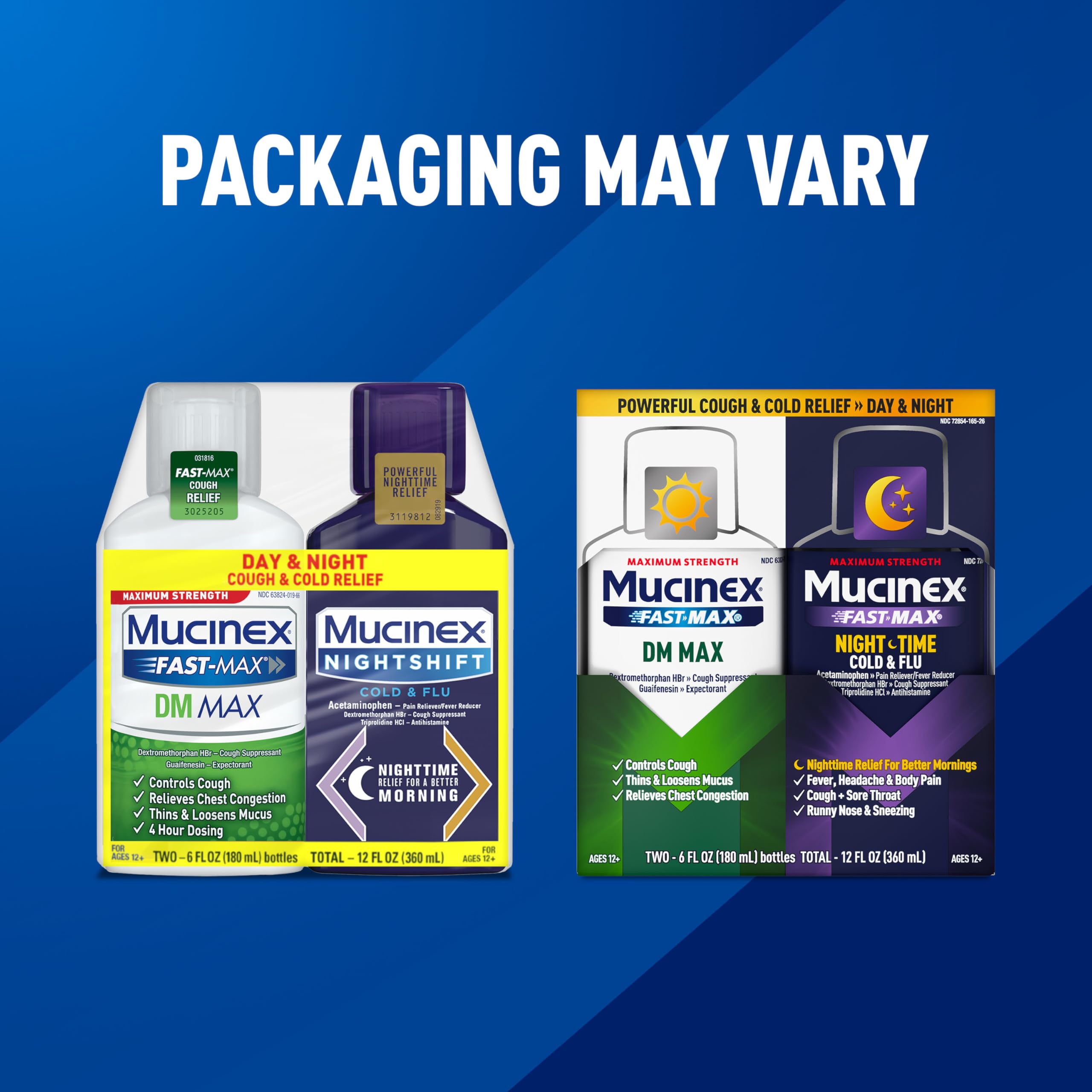 Consignes de dosage Mucinex Nightshift Cold et Flu à respecter.
