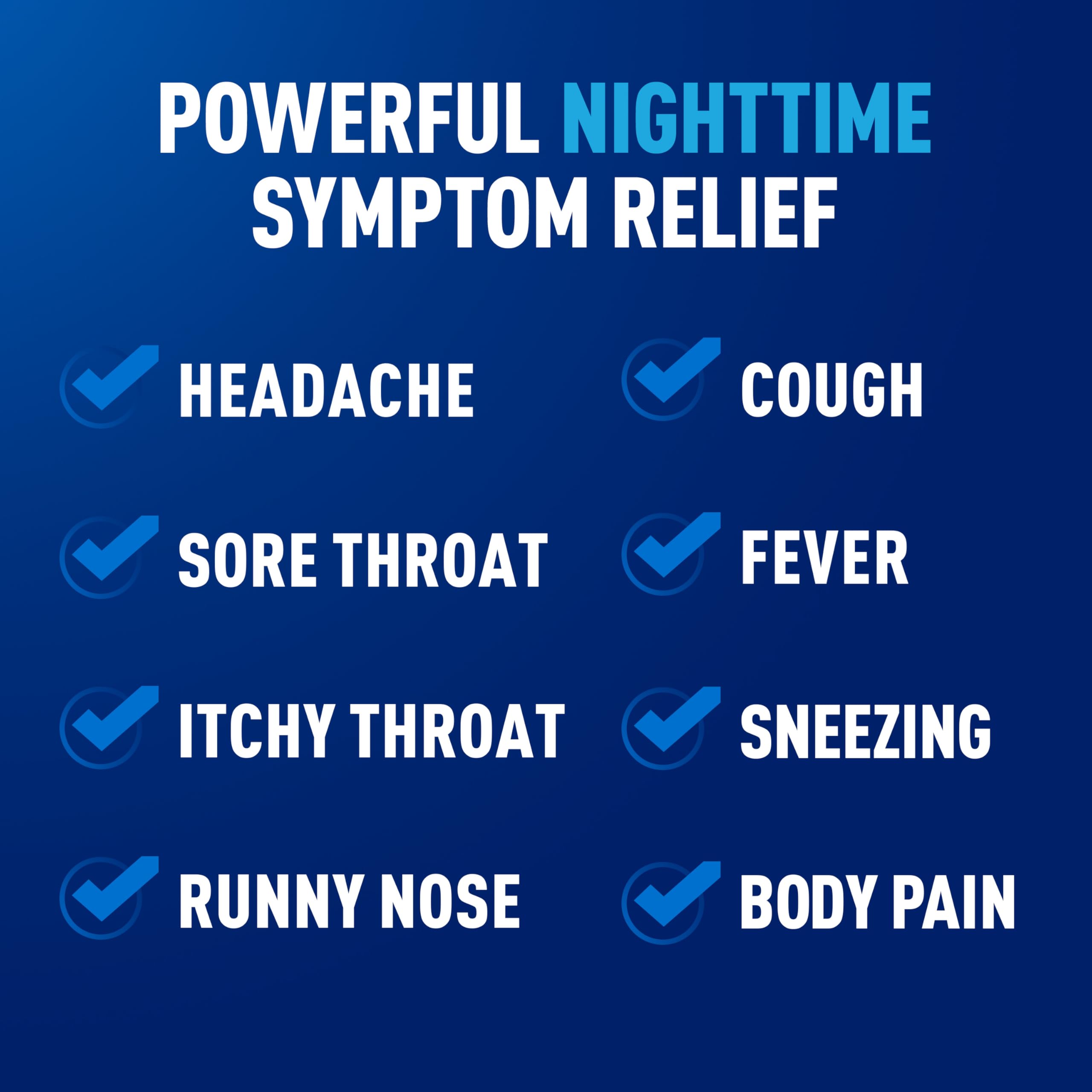 Emballage Mucinex Nightshift Cold et Flu avec étiquettes lisibles.