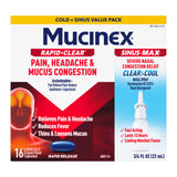 Pack Mucinex montrant le soulagement rapide de la douleur et de la congestion.