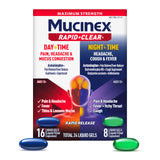 Mucinex Rapid Clear Daytime emballage visible, pratique pour usage quotidien.