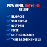 Gélules Daytime Mucinex Rapid Clear en gros plan, soulagement potentiel pendant la journée.
