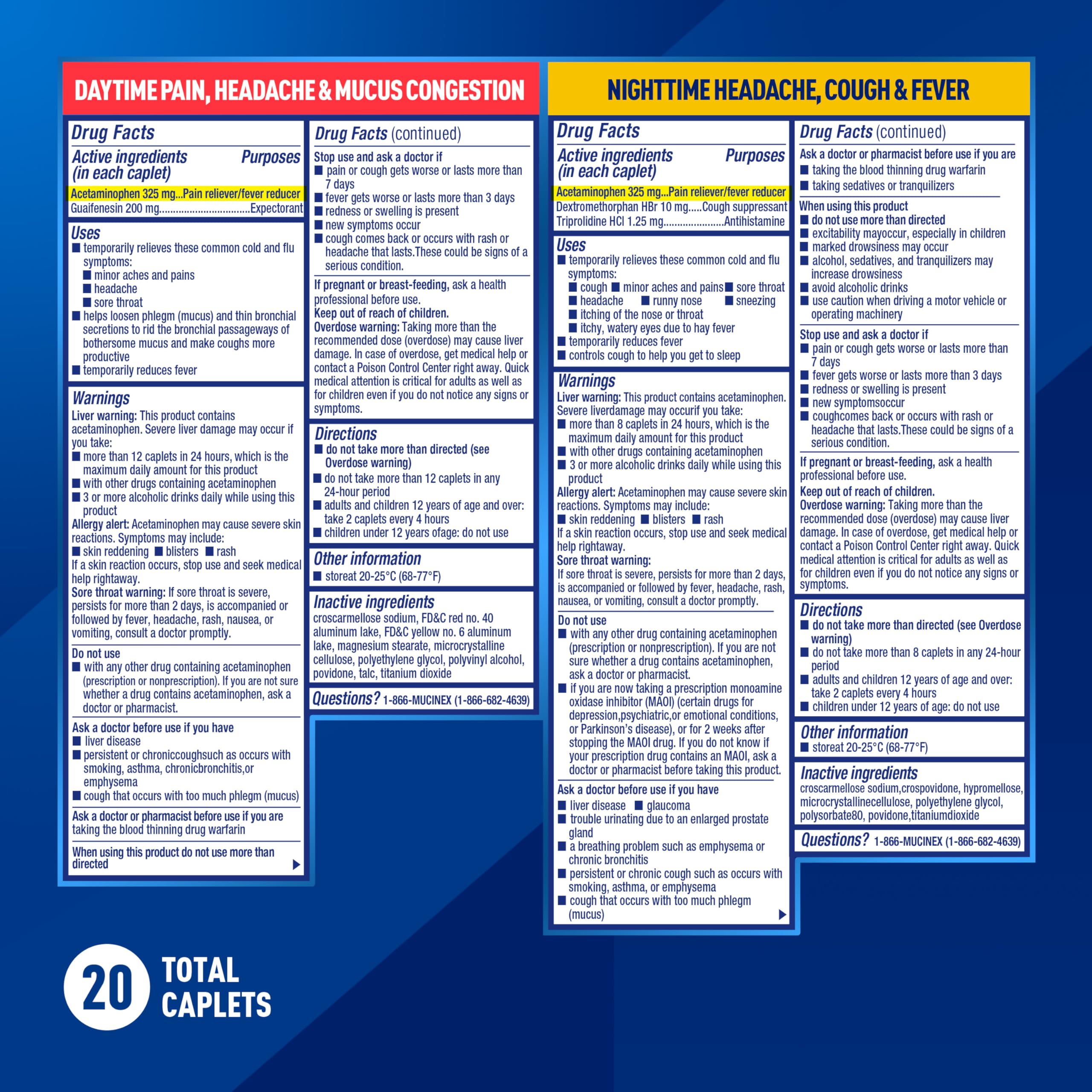 Étiquette Mucinex Rapid Clear sur bouteille, dosage et usage.