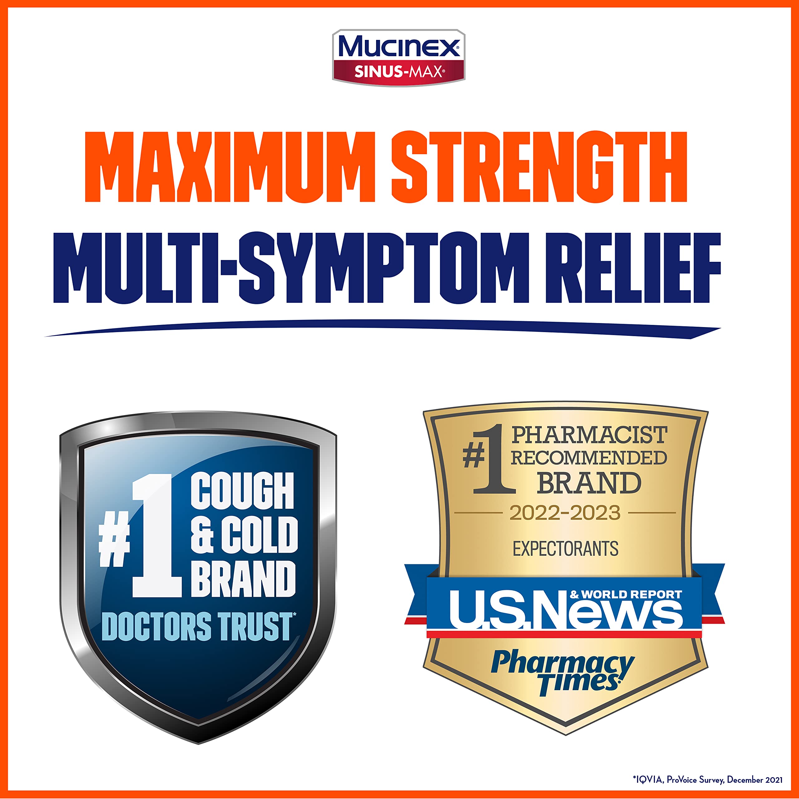 Flacon Mucinex Sinus-Max avec bouchon prêt au dosage.
