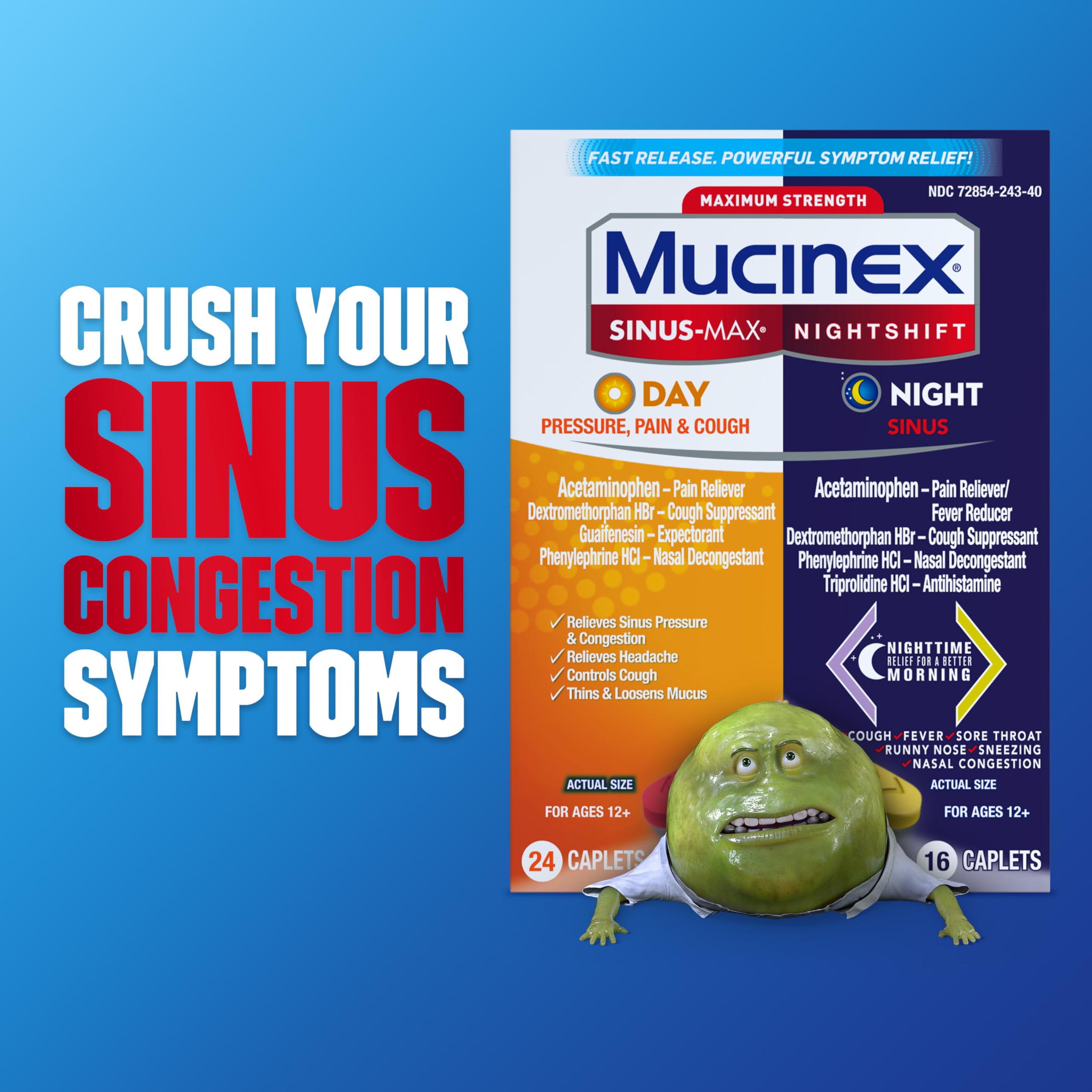 Mucinex Sinus-Max Nuit caplets-fièvre-congestion: soulagement possible pendant la nuit.