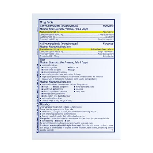 Mucinex Sinus-Max Nuit caplets-sommeil-repose: réveil plus frais et réveil plus clair.