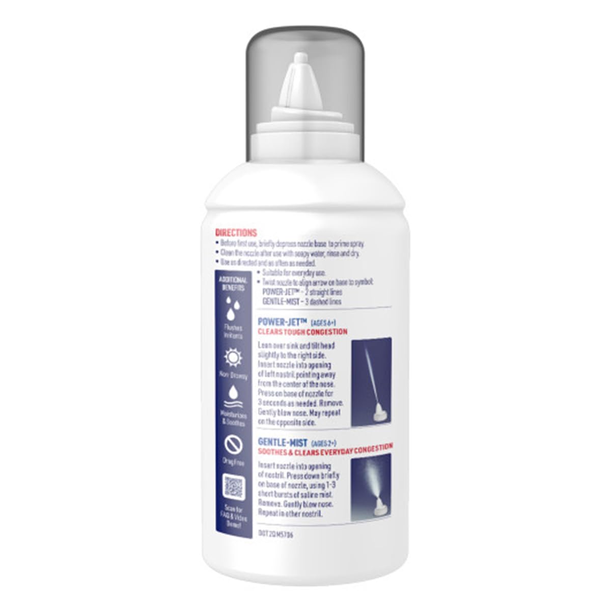 Mucinex Sinus Saline, brume fine douce idéale pour l’usage quotidien.