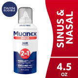 Mucinex Sinus Saline, flacon avec embout jet pour une pulvérisation ciblée.