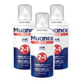 Mucinex Sinus Saline avec flacon pompe prêt à l’emploi et embout jet pour une utilisation rapide.