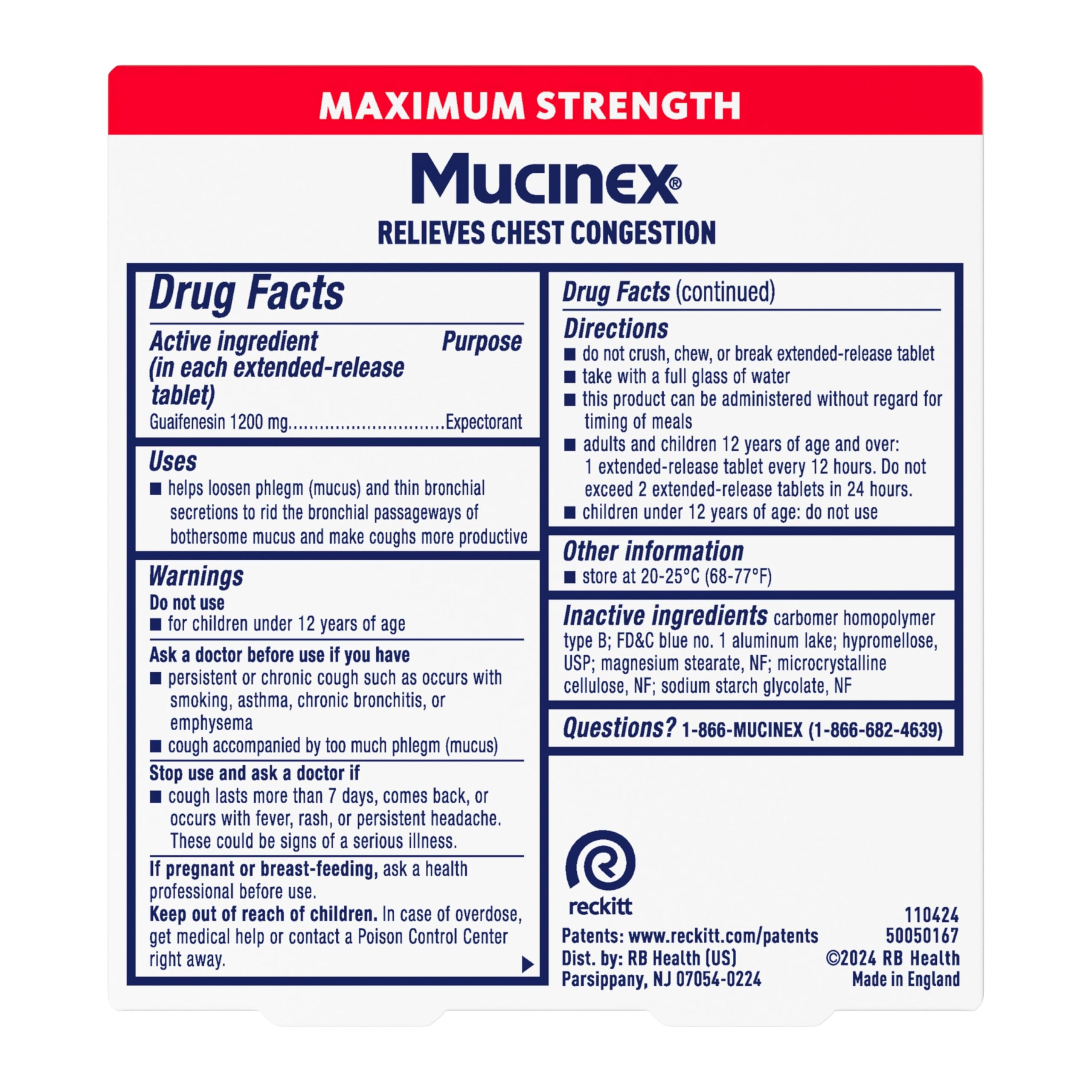 Mucinex – aide possible à clarifier les voies respiratoires.