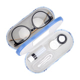 Muf 2 en 1 étui lentilles et lunettes avec miroir intégré, pratique en déplacement.