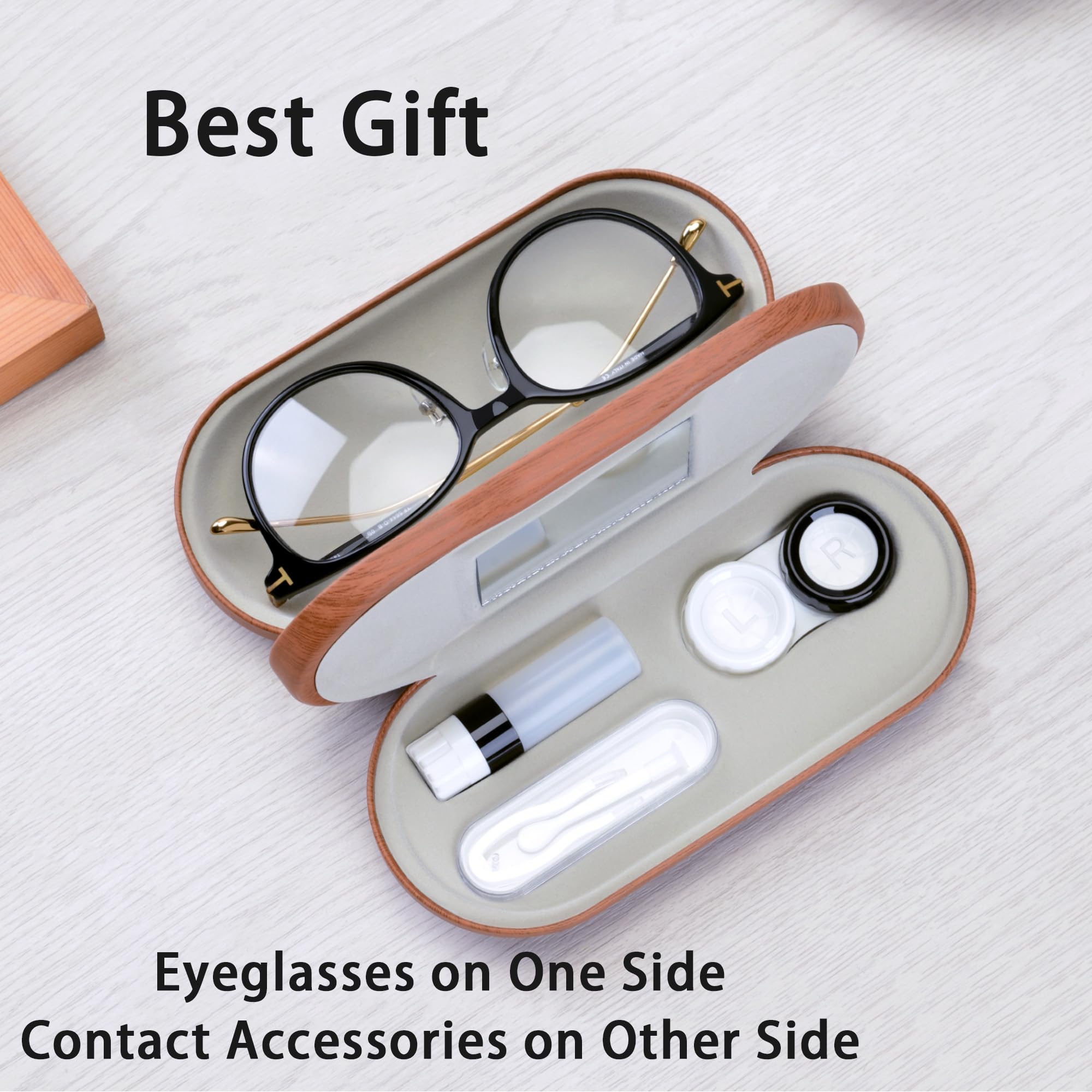 Étui muf bois de noyer pour lunettes et lentilles.