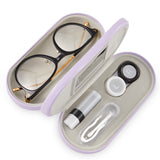 Muf étui double-face avec miroir pour lunettes et lentilles, pratique au quotidien.