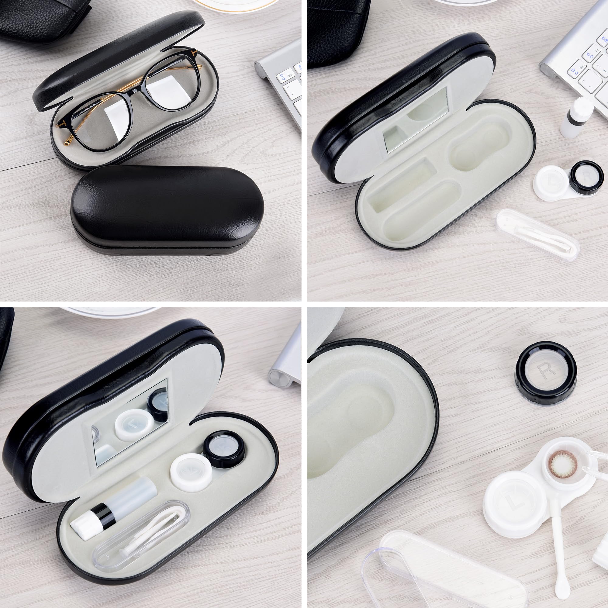 Muf étui noir durable en cuir, protection fiable pour lunettes.