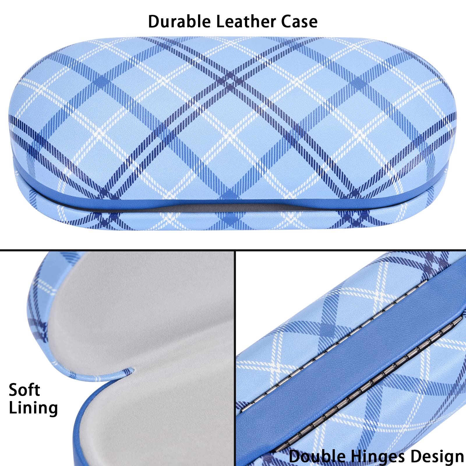 Kit voyage Muf pour lentilles avec accessoires essentiels bleu plaid.