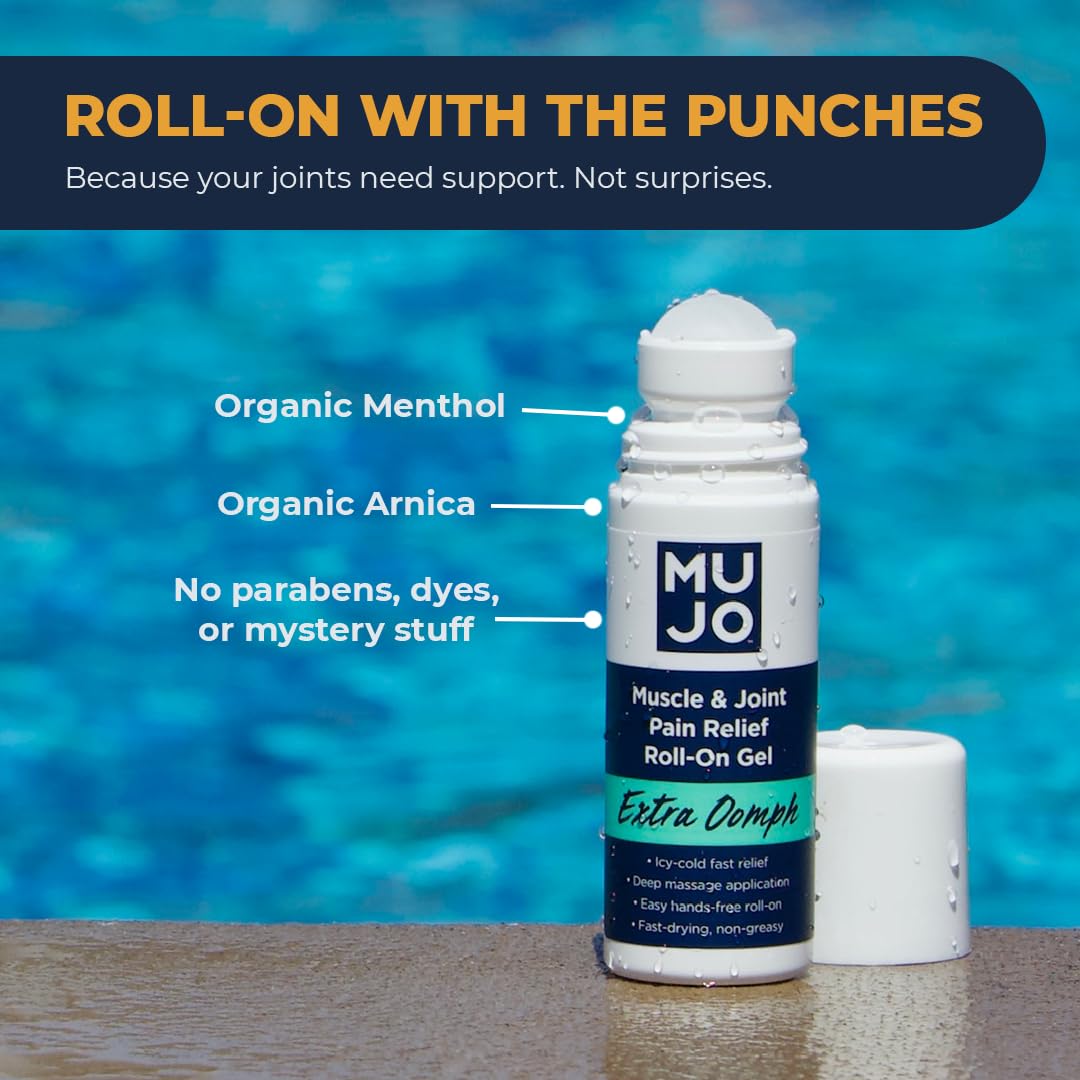 Menthol bio et arnica dans Mujo Extra Oomph, sensation fraîche apaisante.