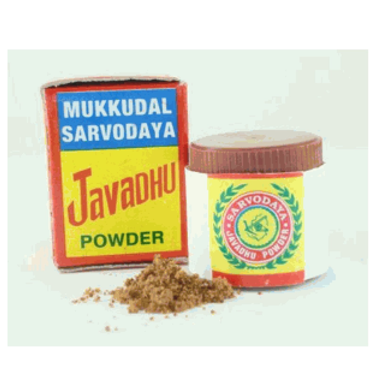 Poudre Javadhu Mukkudal Sarvodaya pour la peau: application légère sur la peau ou les vêtements.