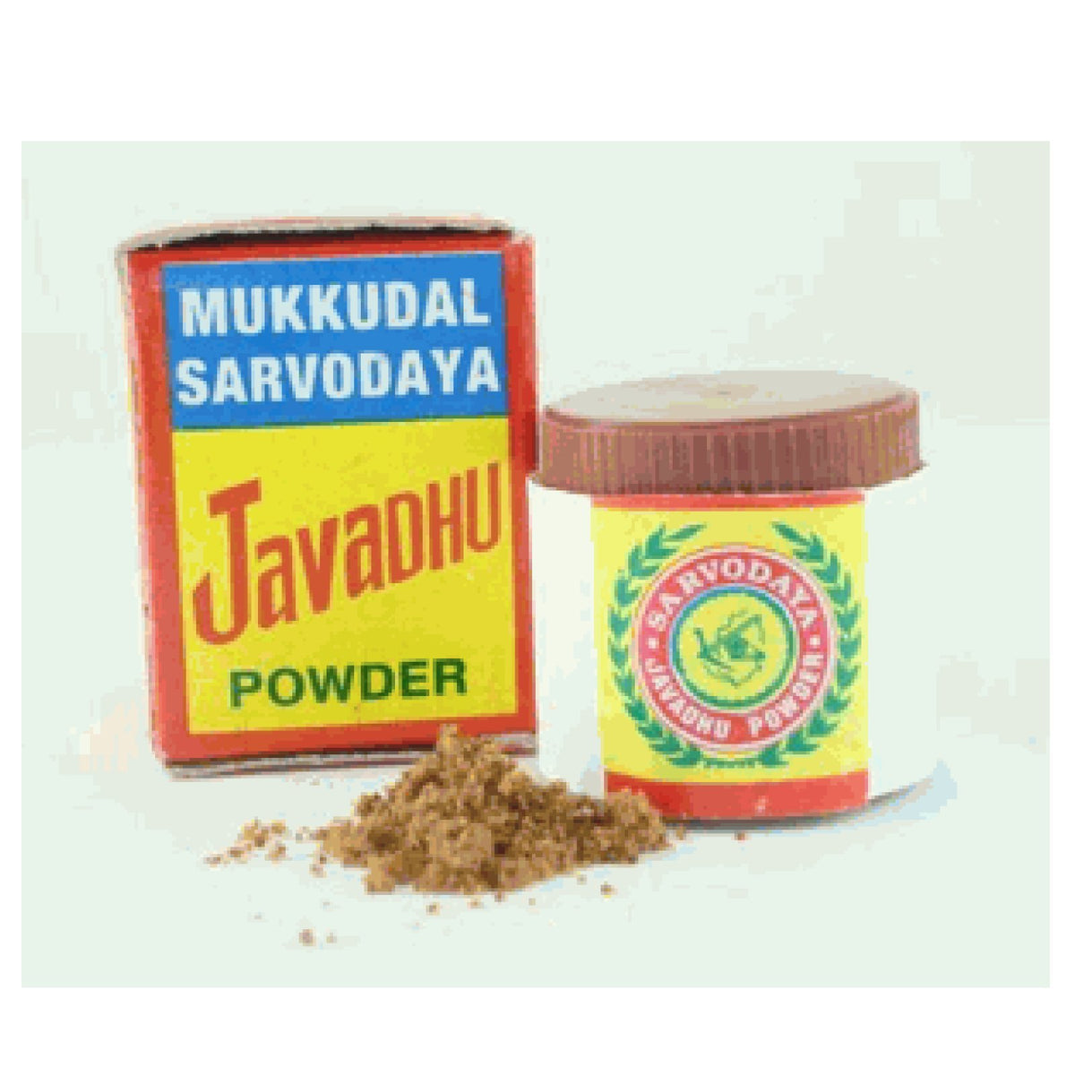 Poudre Javadhu Mukkudal Sarvodaya pour la peau: application légère sur la peau ou les vêtements.
