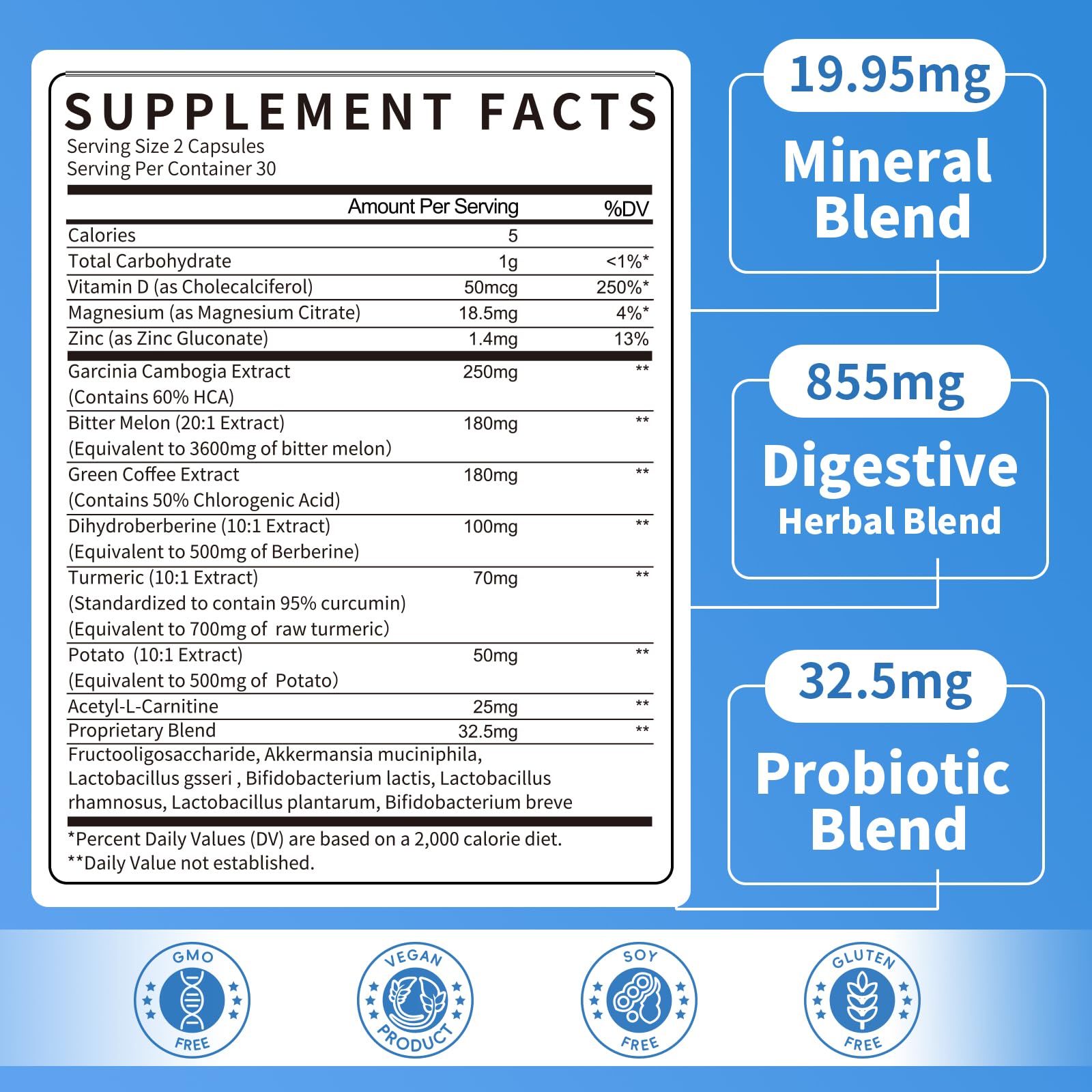 Mulittea : capsules probiotiques et prébiotiques favorisant l'équilibre intestinal.