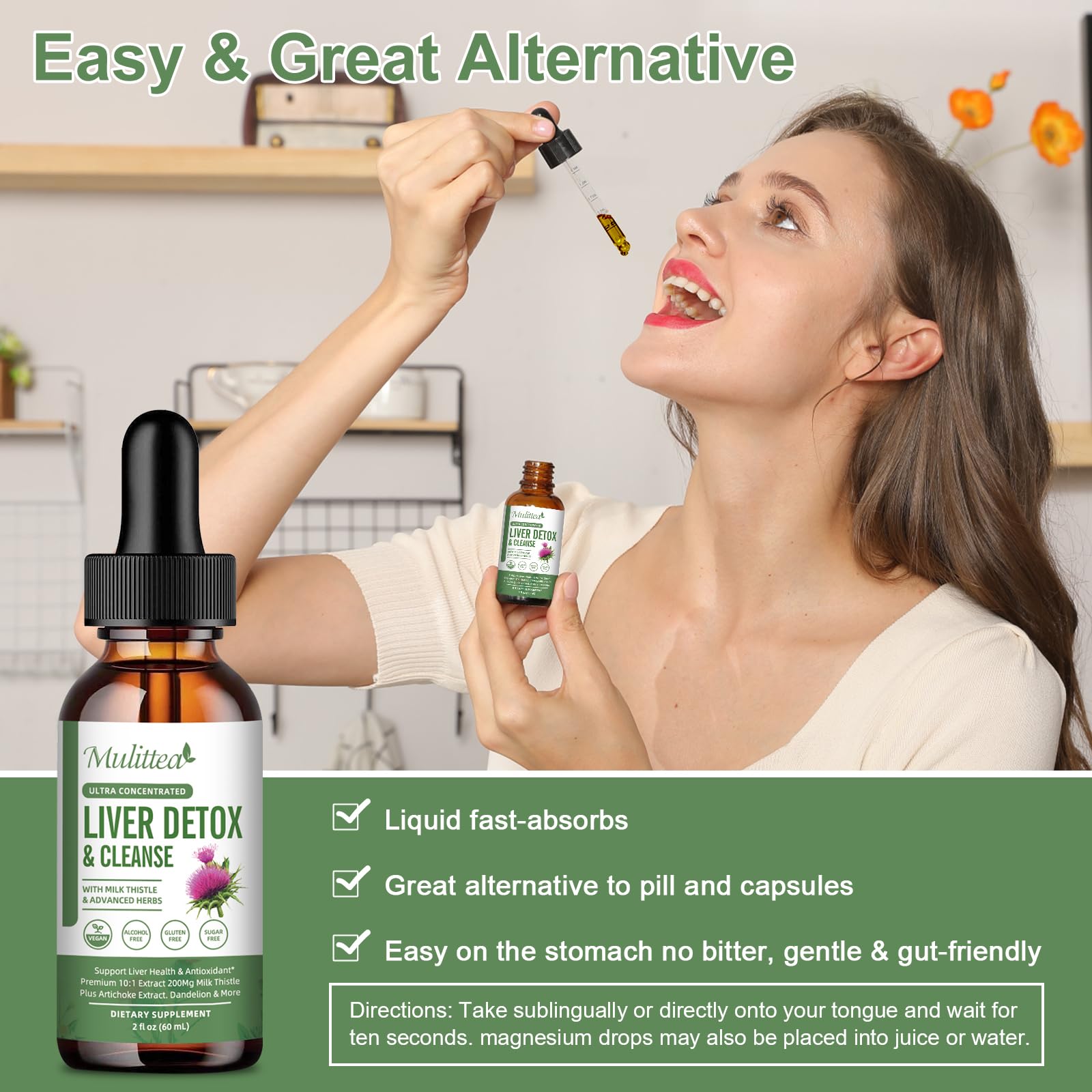 Mulittea – Gouttes Foie et Drainage Lymphatique: artichaut extrait naturel pour l'équilibre digestif.