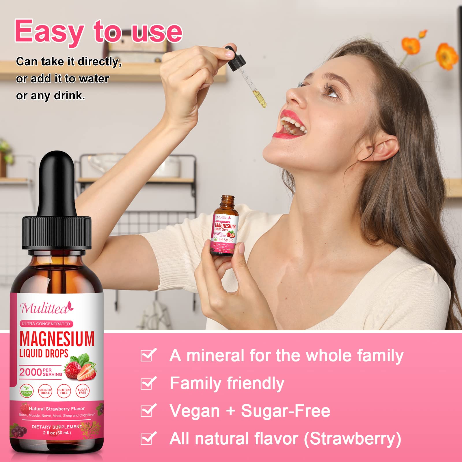 Mulittea Magnesium Glycinate Liquide — ajout dans l eau simplifie l intégration à votre routine.