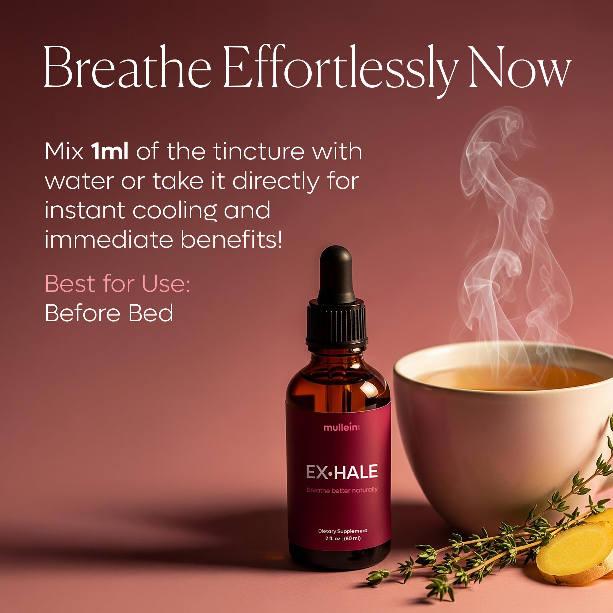 Gouttes Mullein Exhale Drops: couleur ambre sur le flacon.